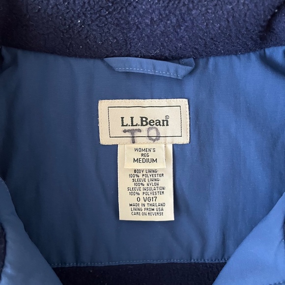 LL Bean Outdoors Blue Canvas Fleece Lined Full Zip Up Jacket Womens Medium VTG - Picture 5 of 10